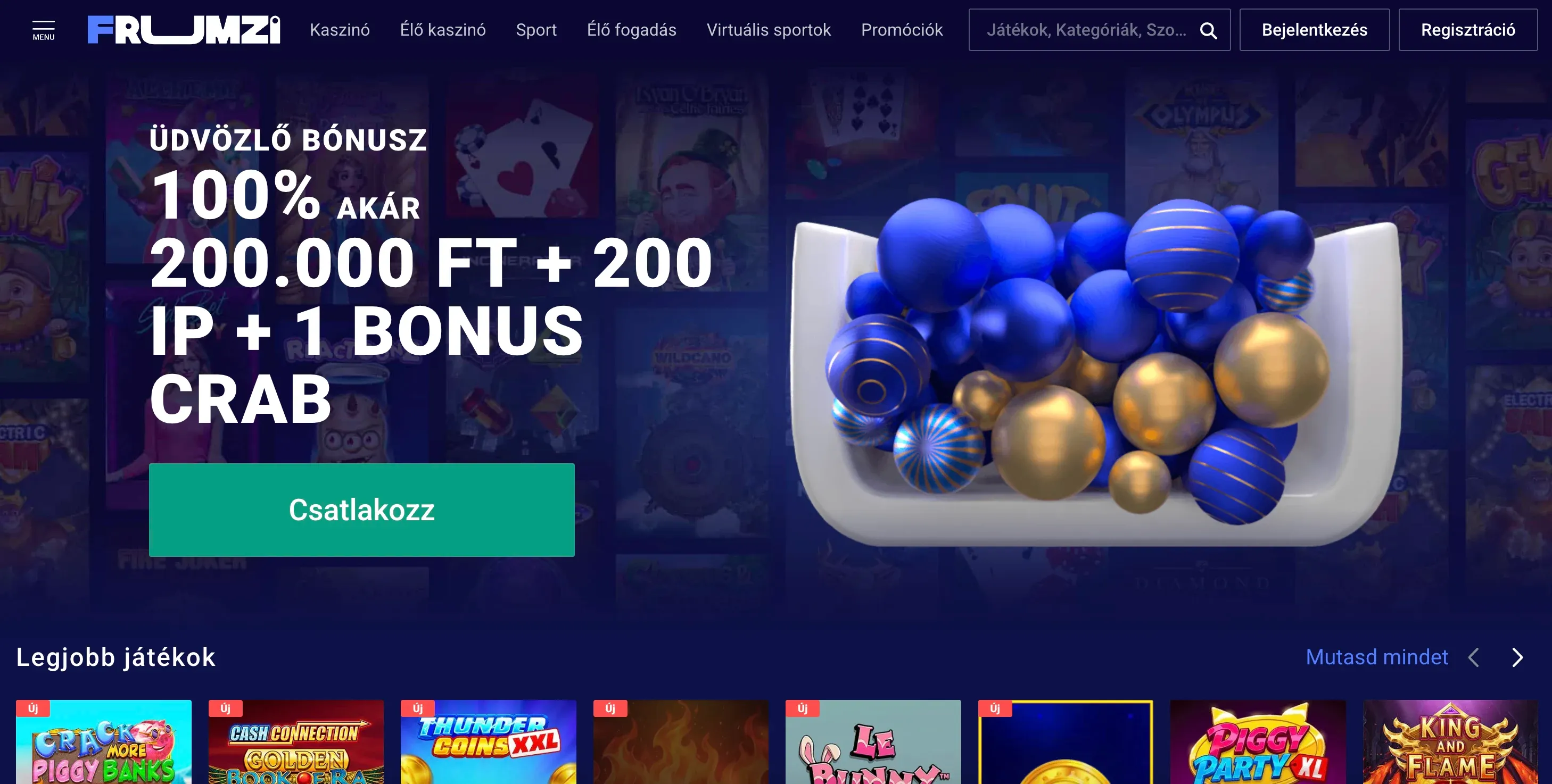 A Frumzi casino honlapja